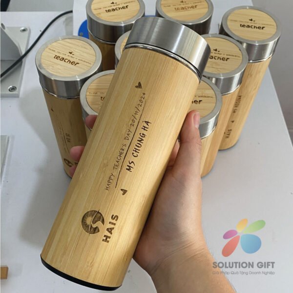 Bamboo Thermos Bottle Laser Engraved Logo – BGNSG003 - Image 7