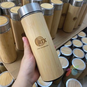 Bamboo Thermos Bottle Laser Engraved Logo – BGNSG003