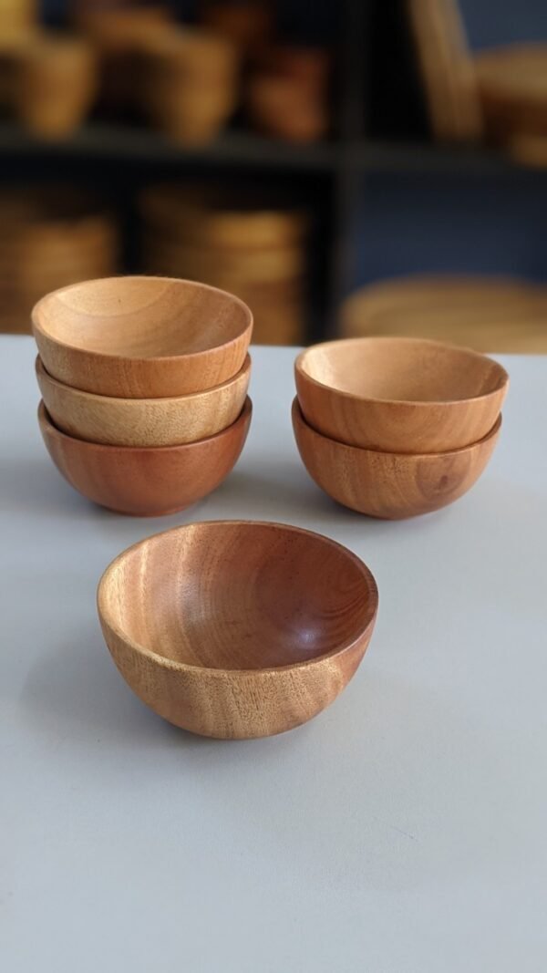 Round bowl made of solid acacia wood, thin 9.5xH4cm – Product code PVN341 - Image 2