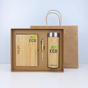 ECO1 Gift Set With Notebook, Ballpoint Pen And Eco-Friendly Bamboo Thermos