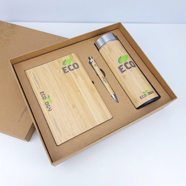 ECO1 Gift Set With Notebook, Ballpoint Pen And Eco-Friendly Bamboo Thermos - Image 4
