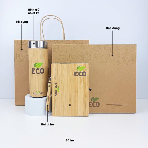 ECO1 Gift Set With Notebook, Ballpoint Pen And Eco-Friendly Bamboo Thermos - Image 3